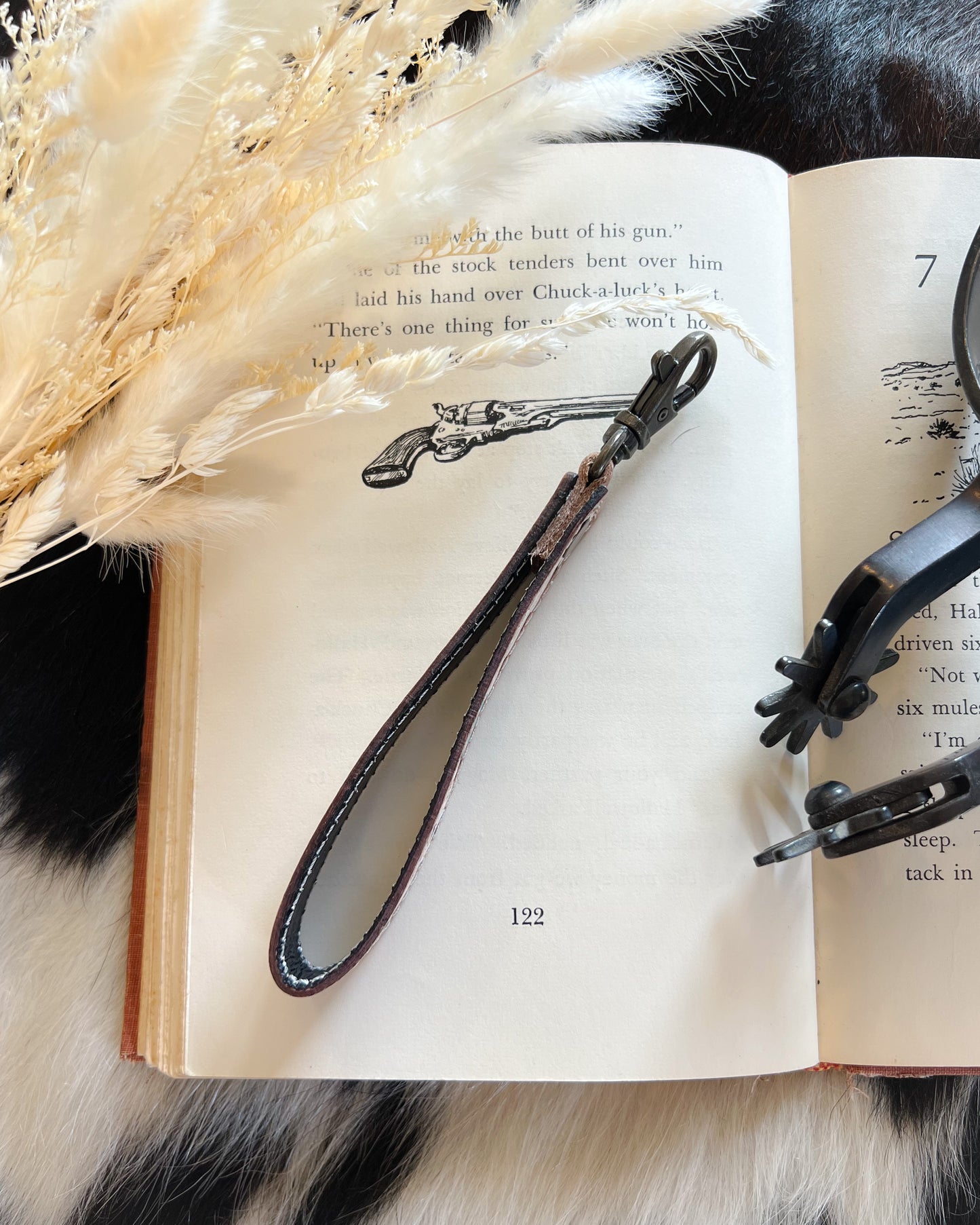 Tooled Leather Feather Keychain