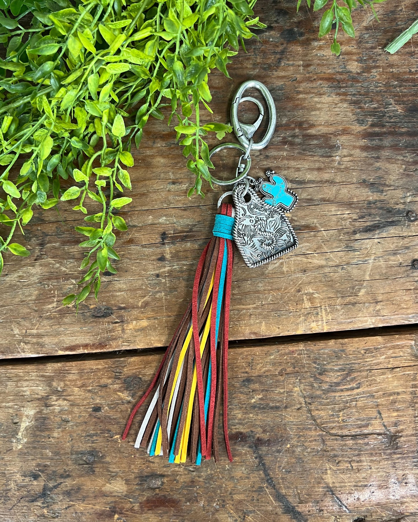 Cow Tag Initial Keychain