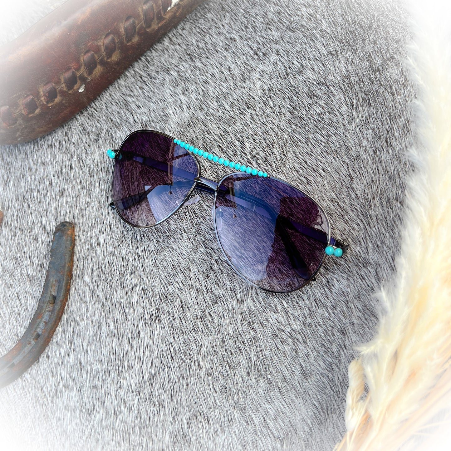 Aviator Western Boho Turquoise Stone Sunglasses