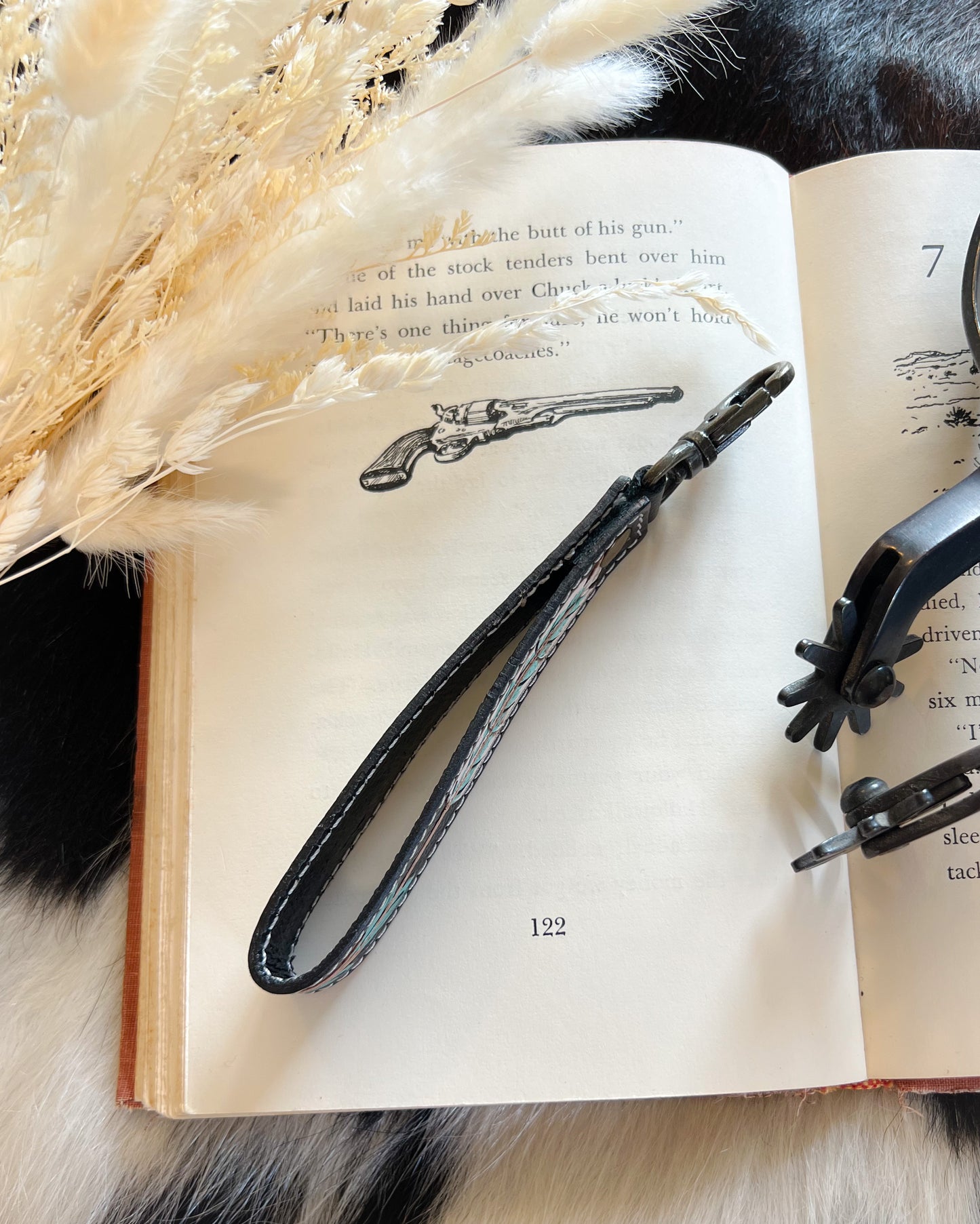 Tooled Leather Arrow Keychain