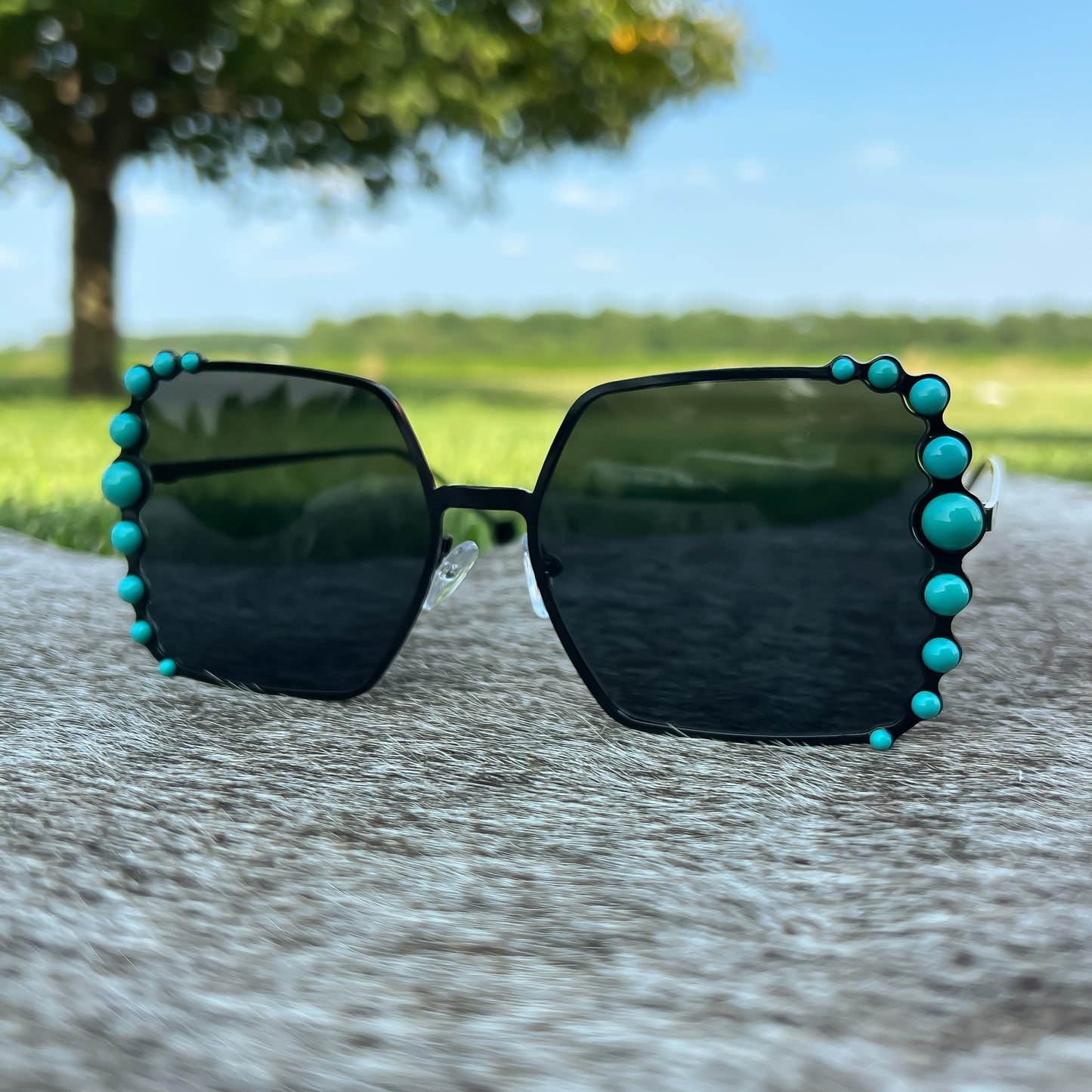 Retro Vintage Western Hippie Oversized Square Sunglasses