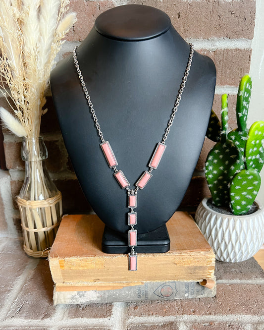 Jolene Lariat Necklace - Coral