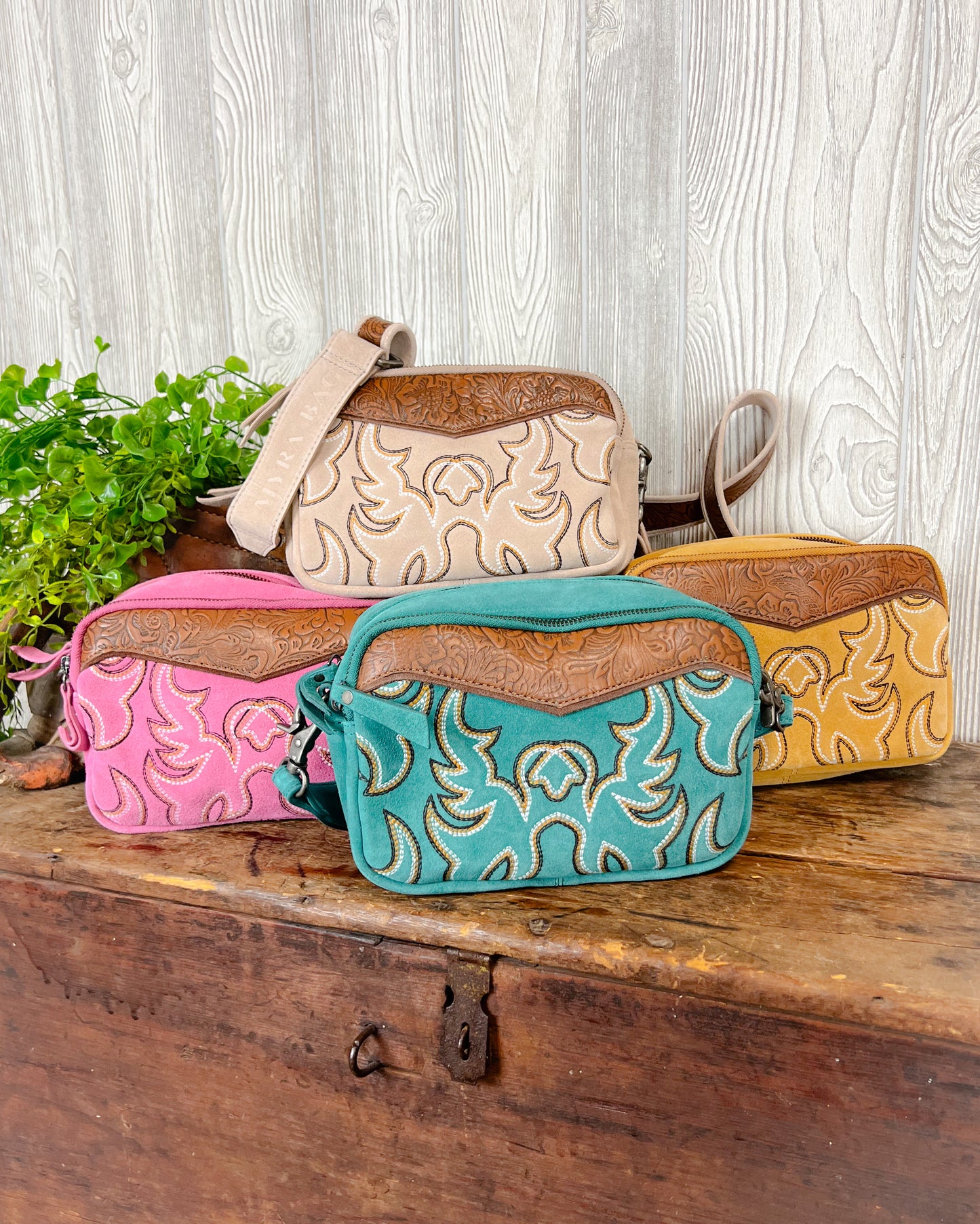 Western Boot Stitch Suede Shoulder Bag – 5 Colors