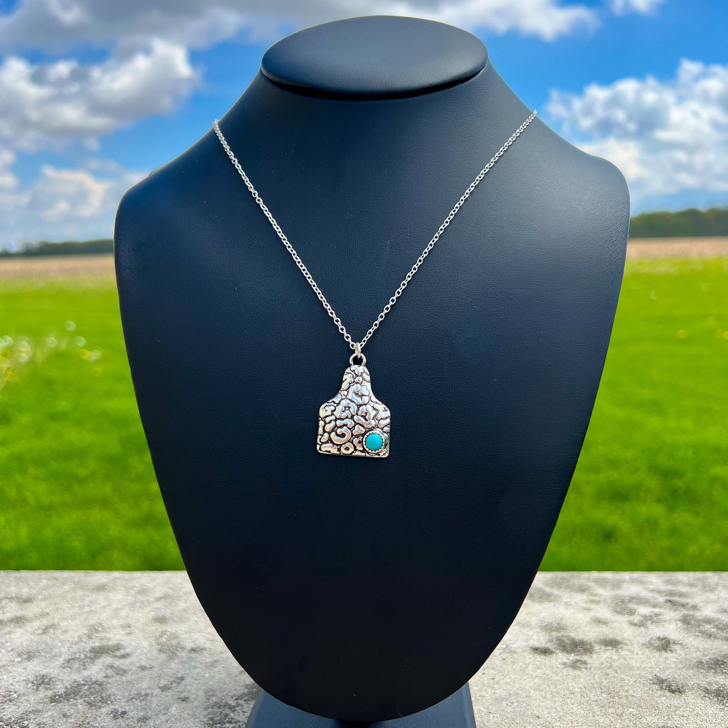 Cheetah Cow Tag Turquoise Necklace – Western Statement Jewelry