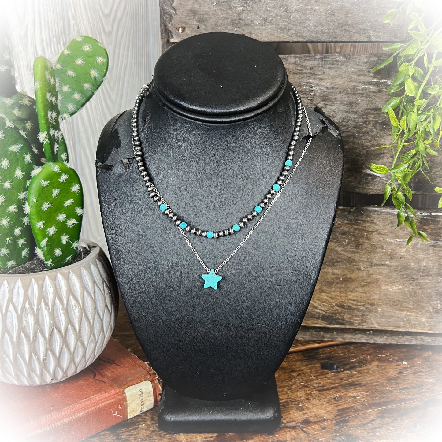 z-Star Stone Layered Necklace - Turquoise