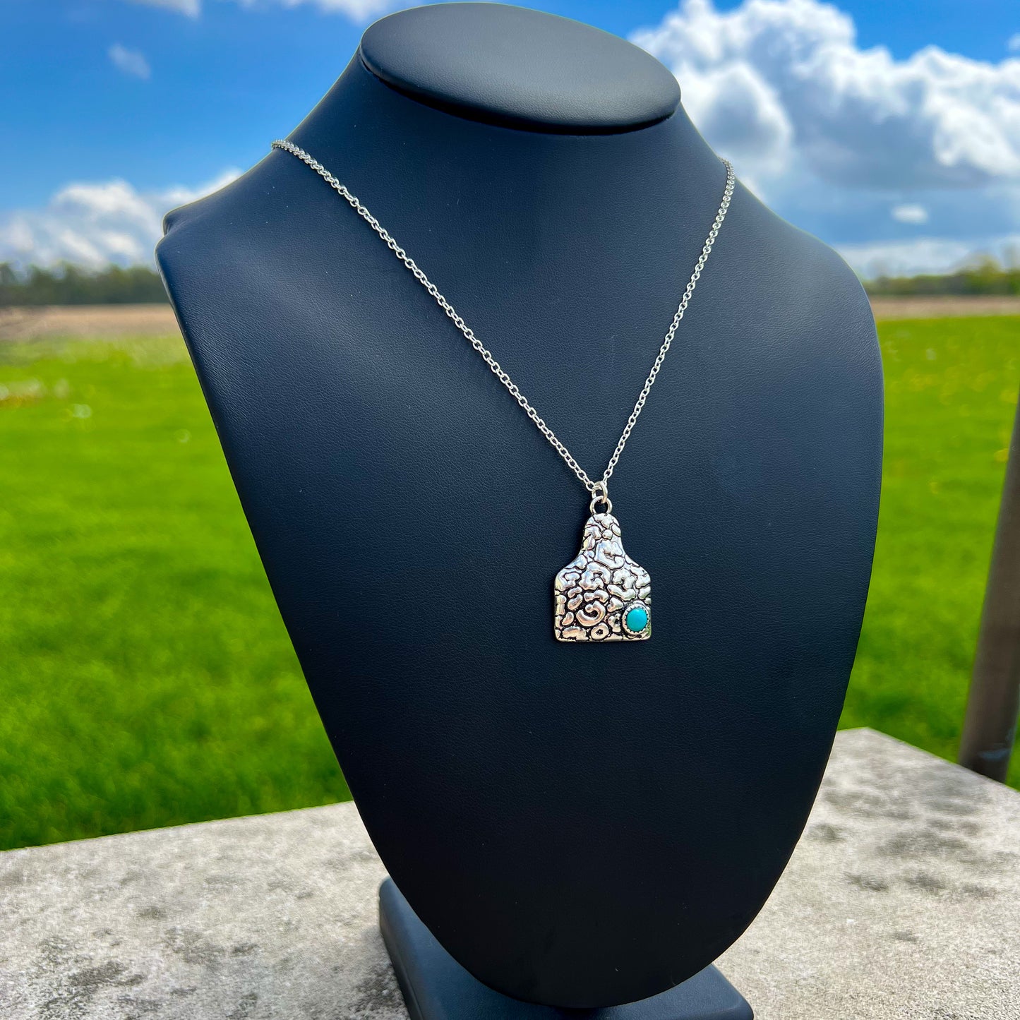 Cheetah Cow Tag Turquoise Necklace – Western Statement Jewelry