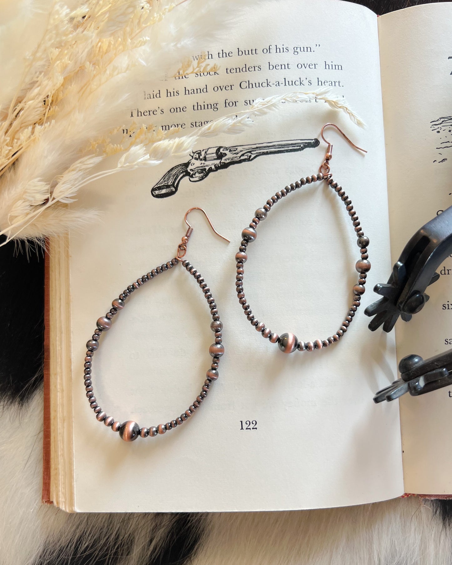 Simple Navajo Style Pearl Dangle Earings- Multiple Colors