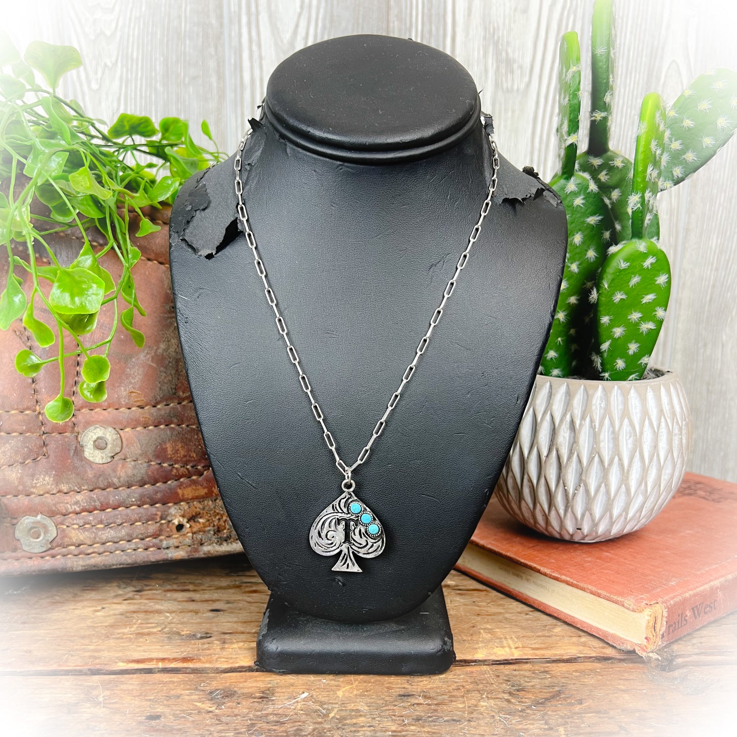 Western Spade Initial Necklace