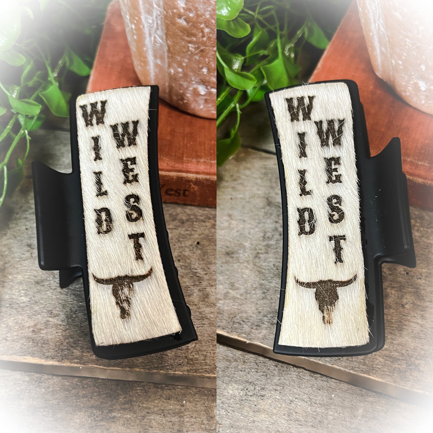 Wild West Western Cowhide Claw Clips