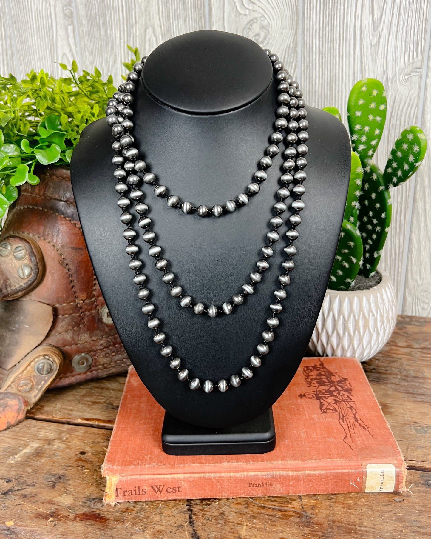 Navajo Style Pearl Long Necklace - 60" - Multiple Colors