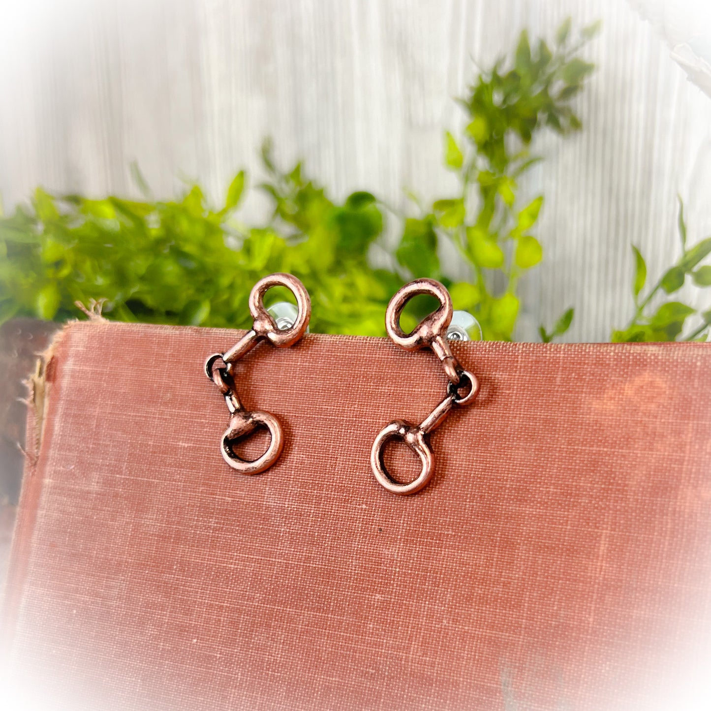 Horse Snaffle Bit Stud Earrings - Bronze