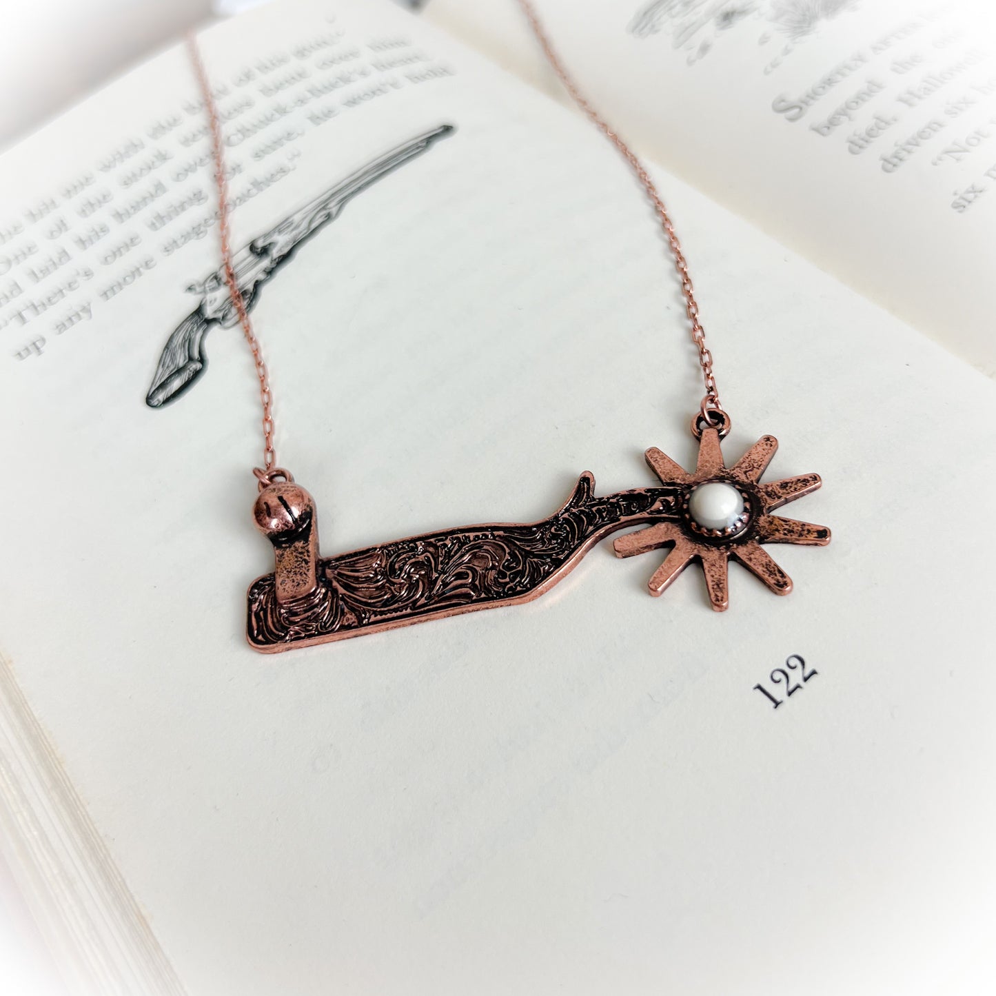 Western Cowboy Spur Necklace - Bronze
