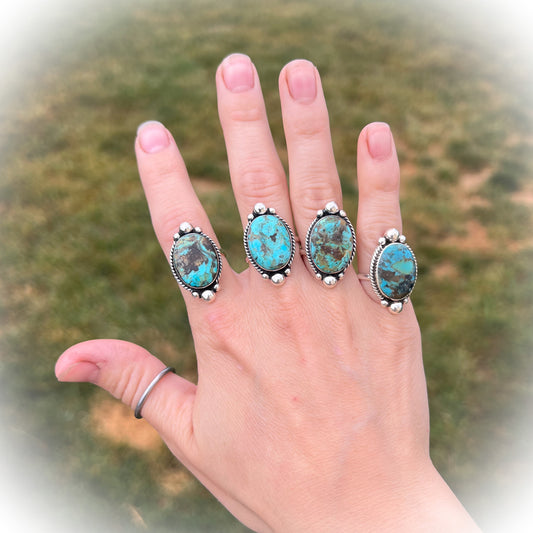 Wilma Jane Western Sterling Silver & Authentic Turquoise Adjustable Ring