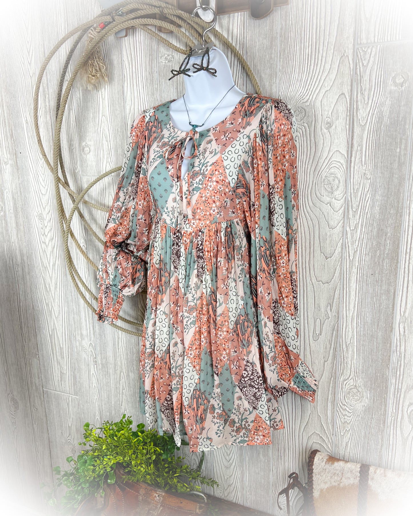 Patchwork Print Mini Dress