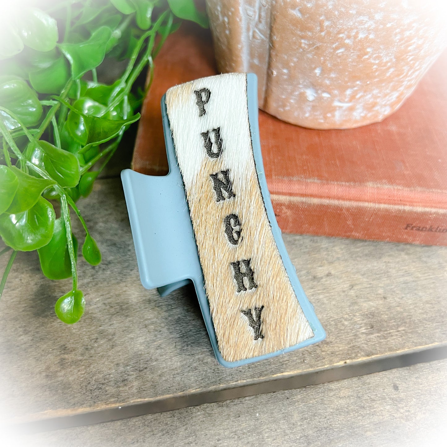 Punchy Cowhide Claw Clips