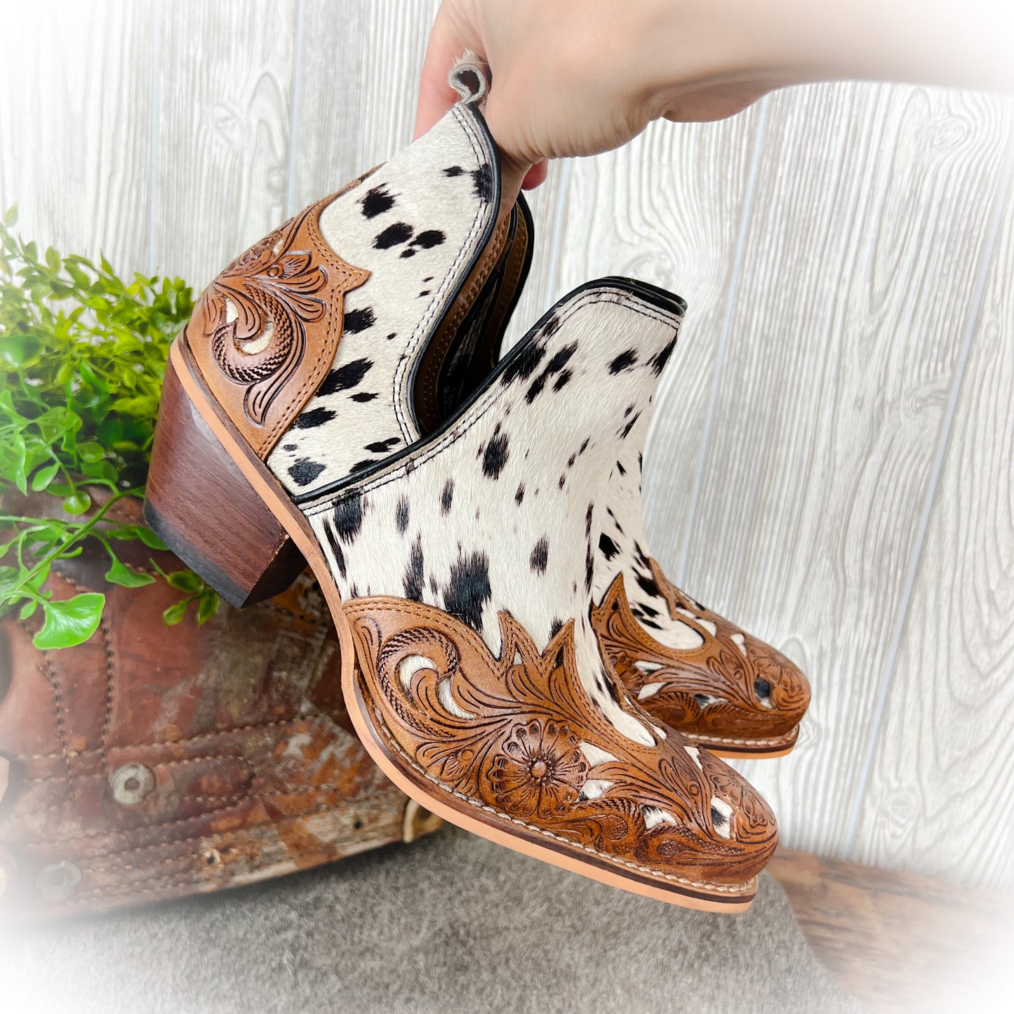 Ranch Dust Cowhide Booties