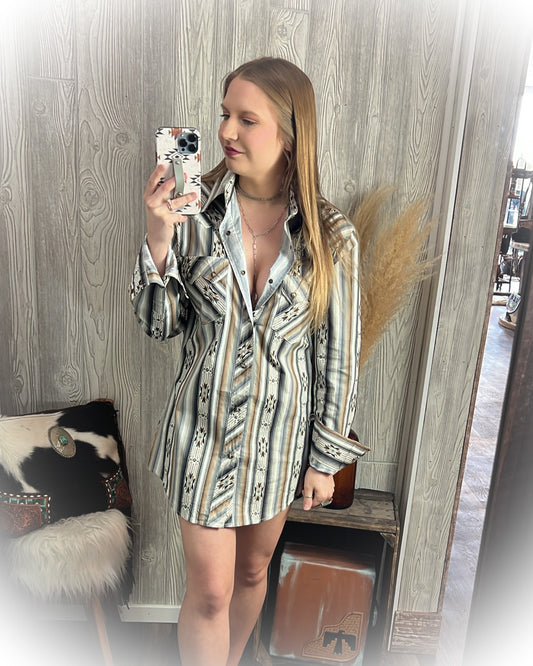 Punchy Cowboy Aztec Print Pearl Snap