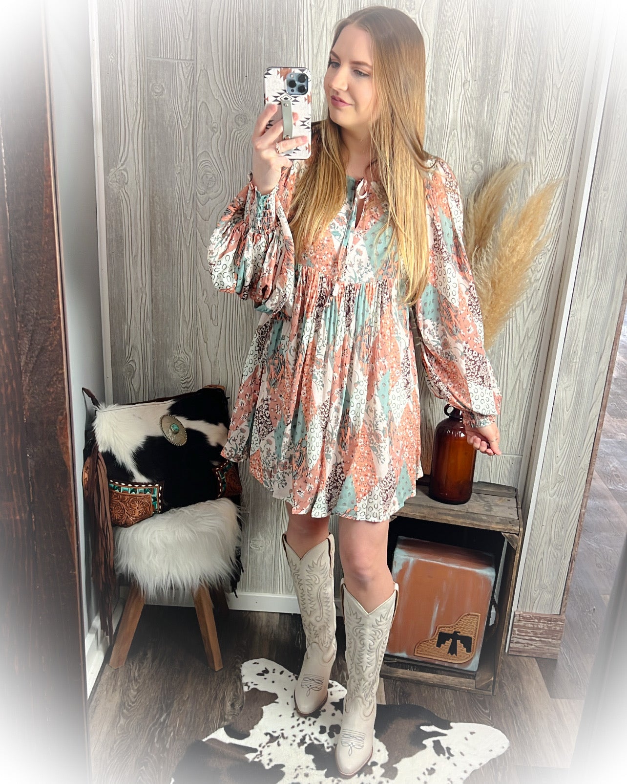 Patchwork Print Mini Dress