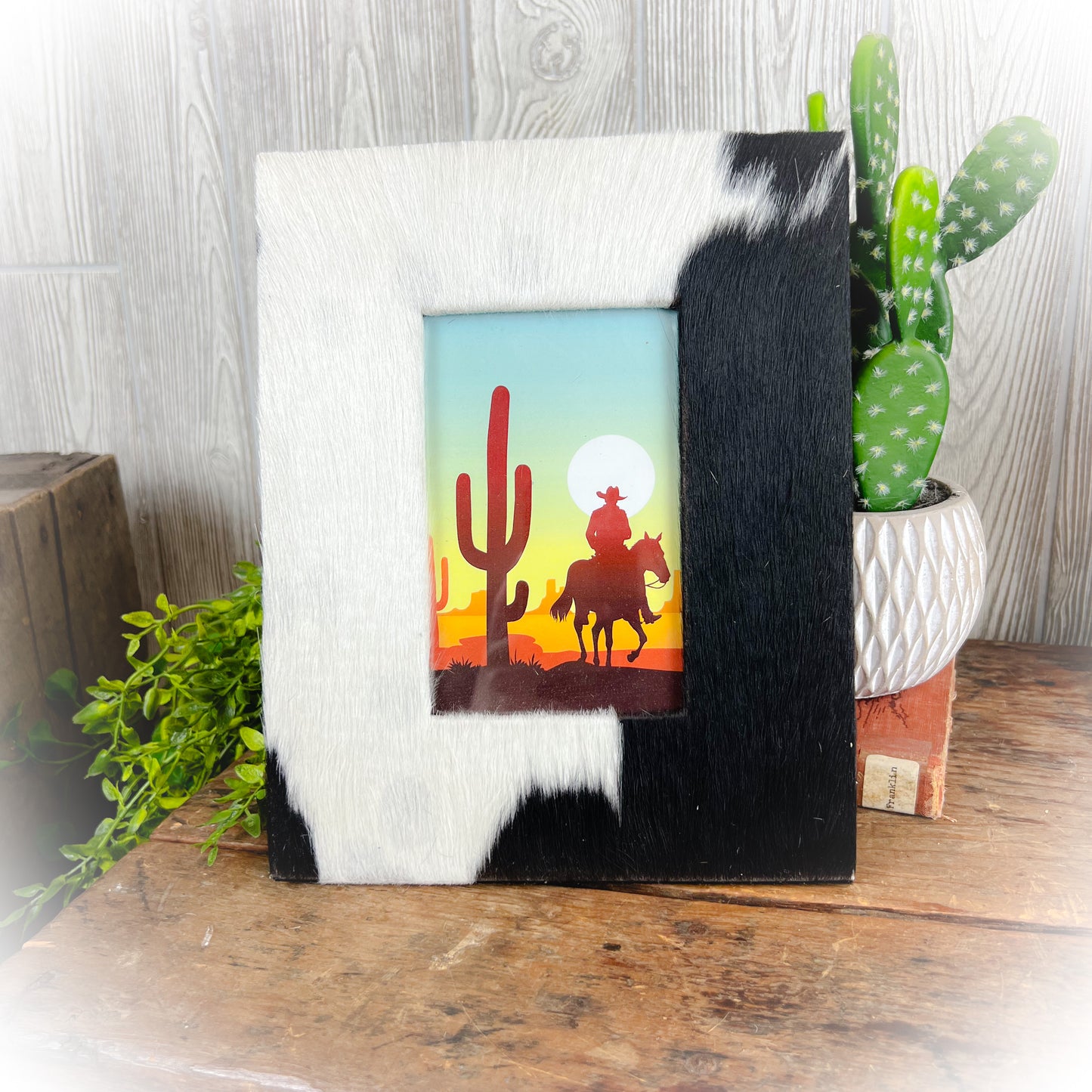 Cowhide Picture Frame - Black & White