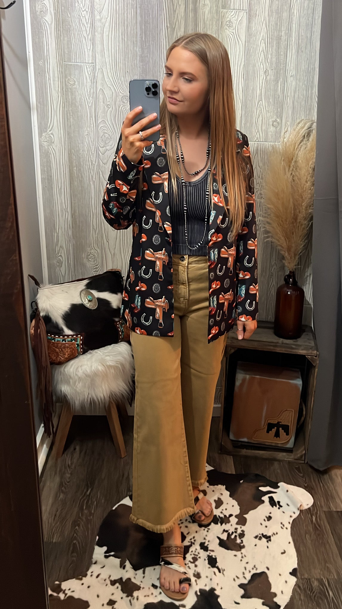 Trendy Western Print Blazer