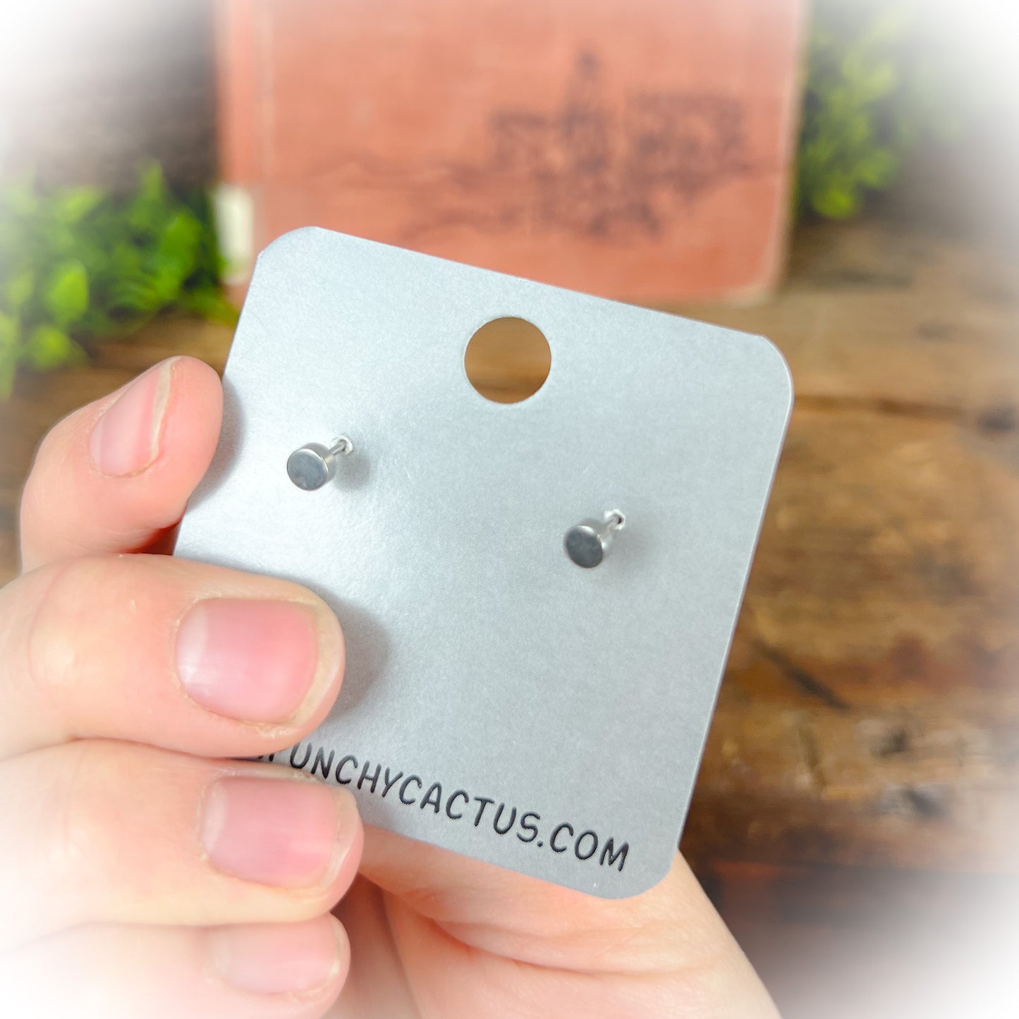 Mini Faux Turquoise Stone Earrings - Stainless Steel & Flat Back