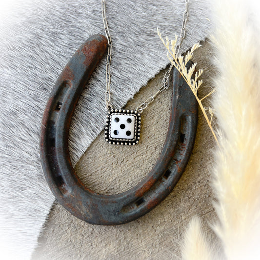Lucky Five Dice Necklace - White