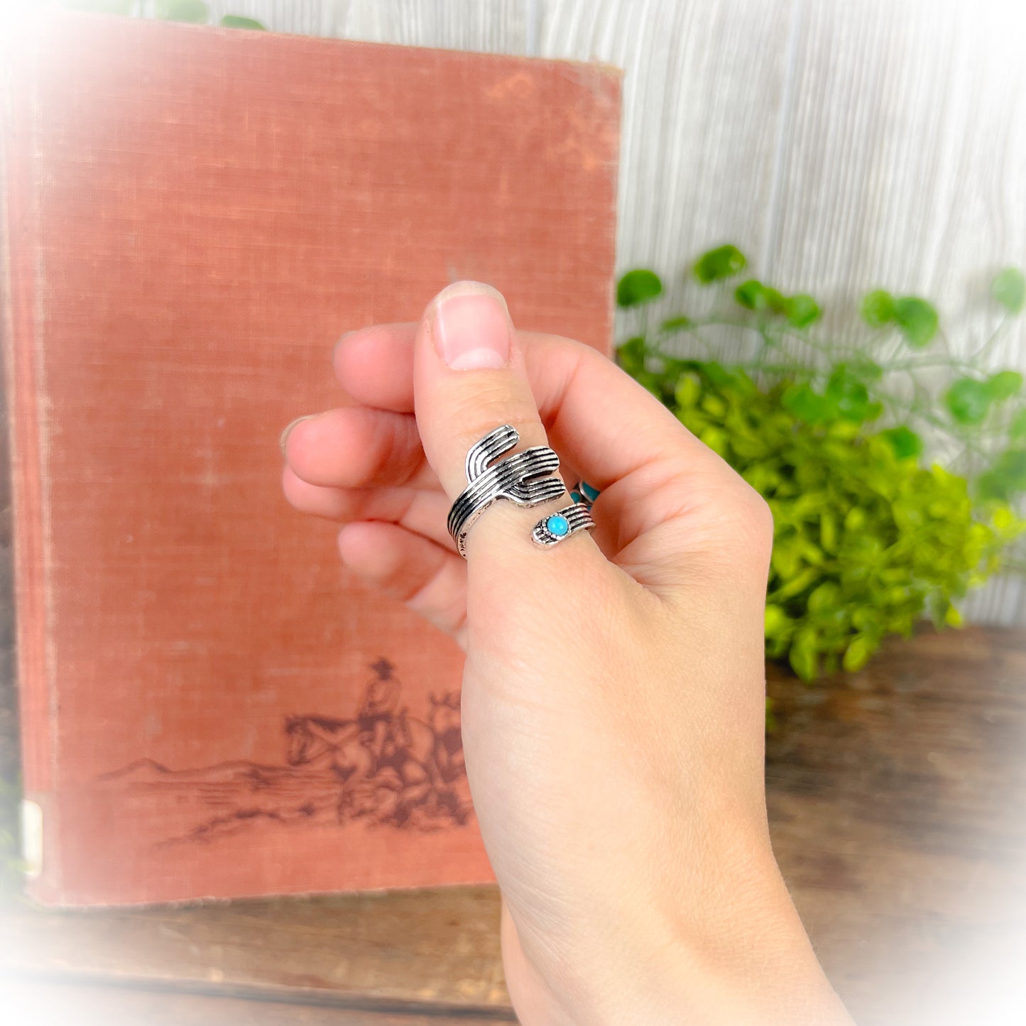Western Cactus Wrap Ring - Turquoise