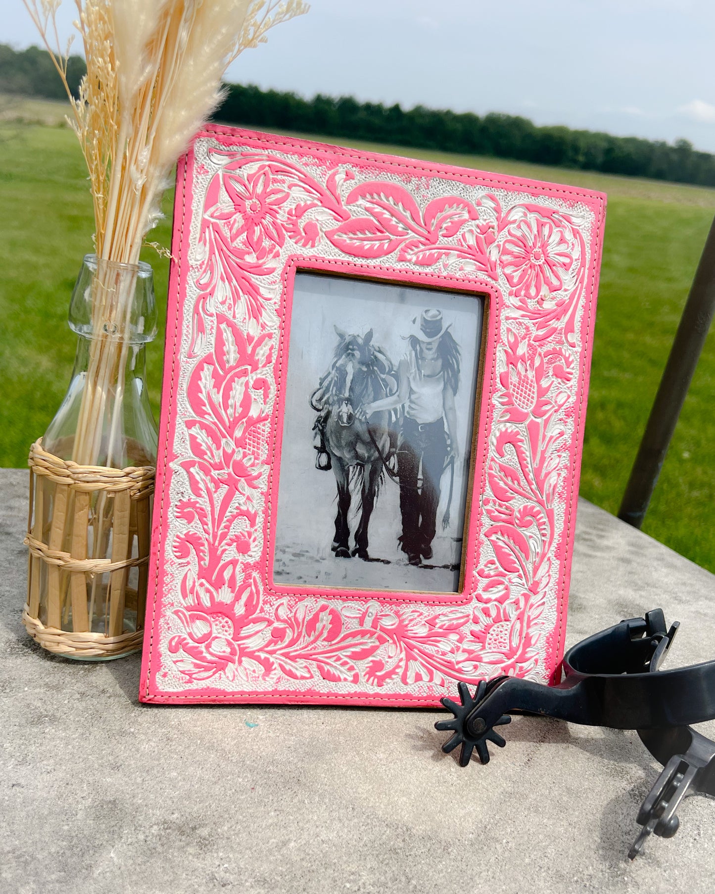 Cowgirl Candy Tooled Leather Picture Frame