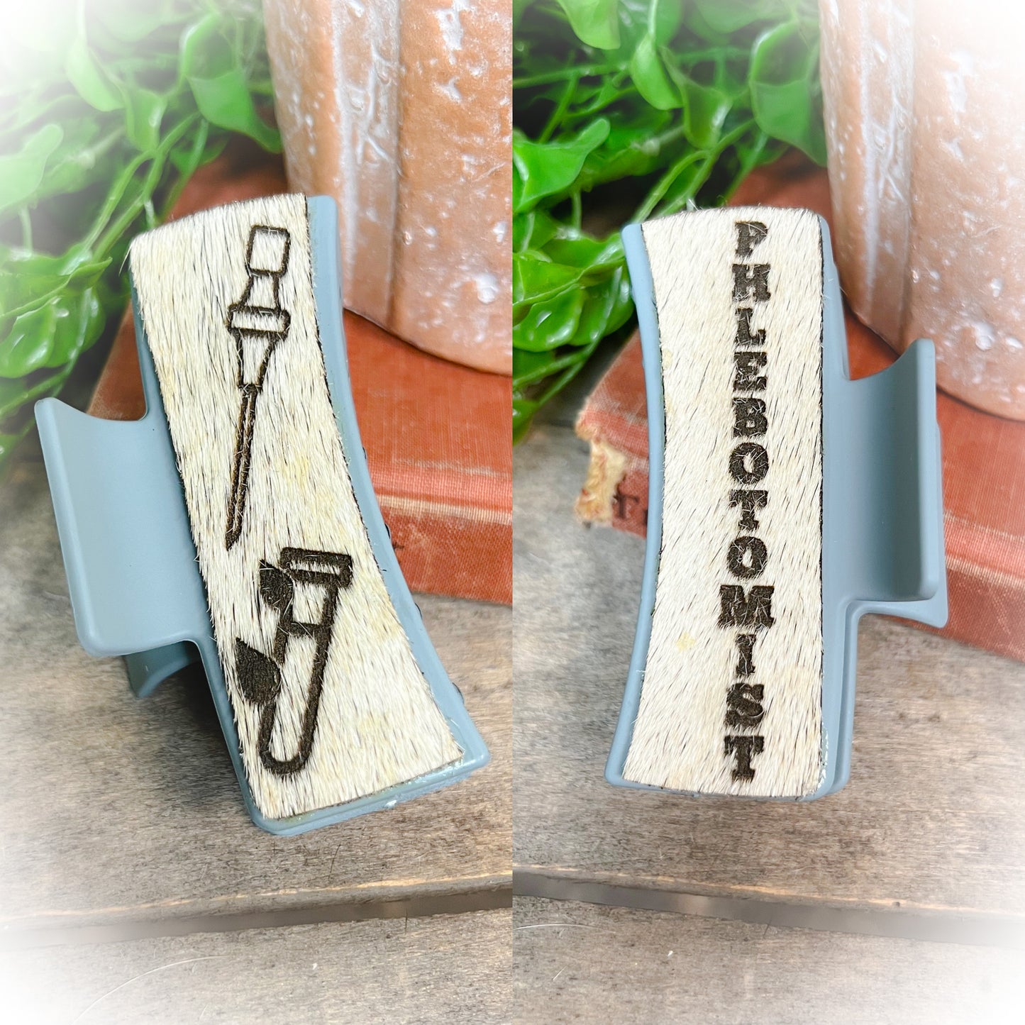 Phlebotomist Cowhide Claw Clips