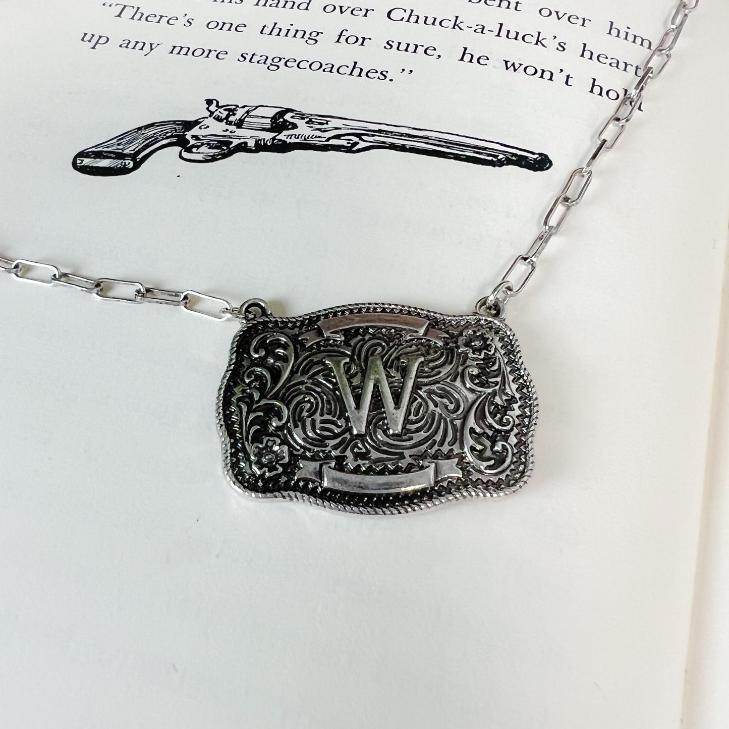 Western Buckle Initial Necklace