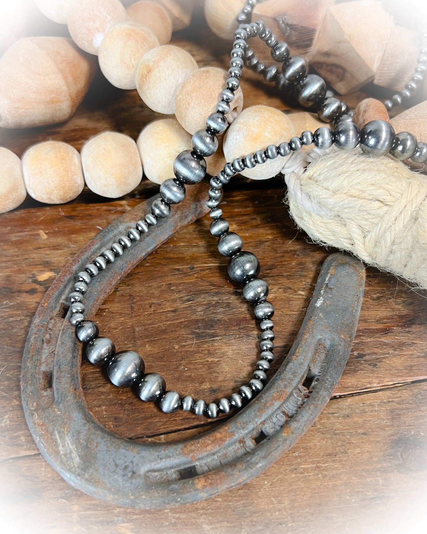 Graduated Navajo Style Pearl Long Necklace - Multiple Colors