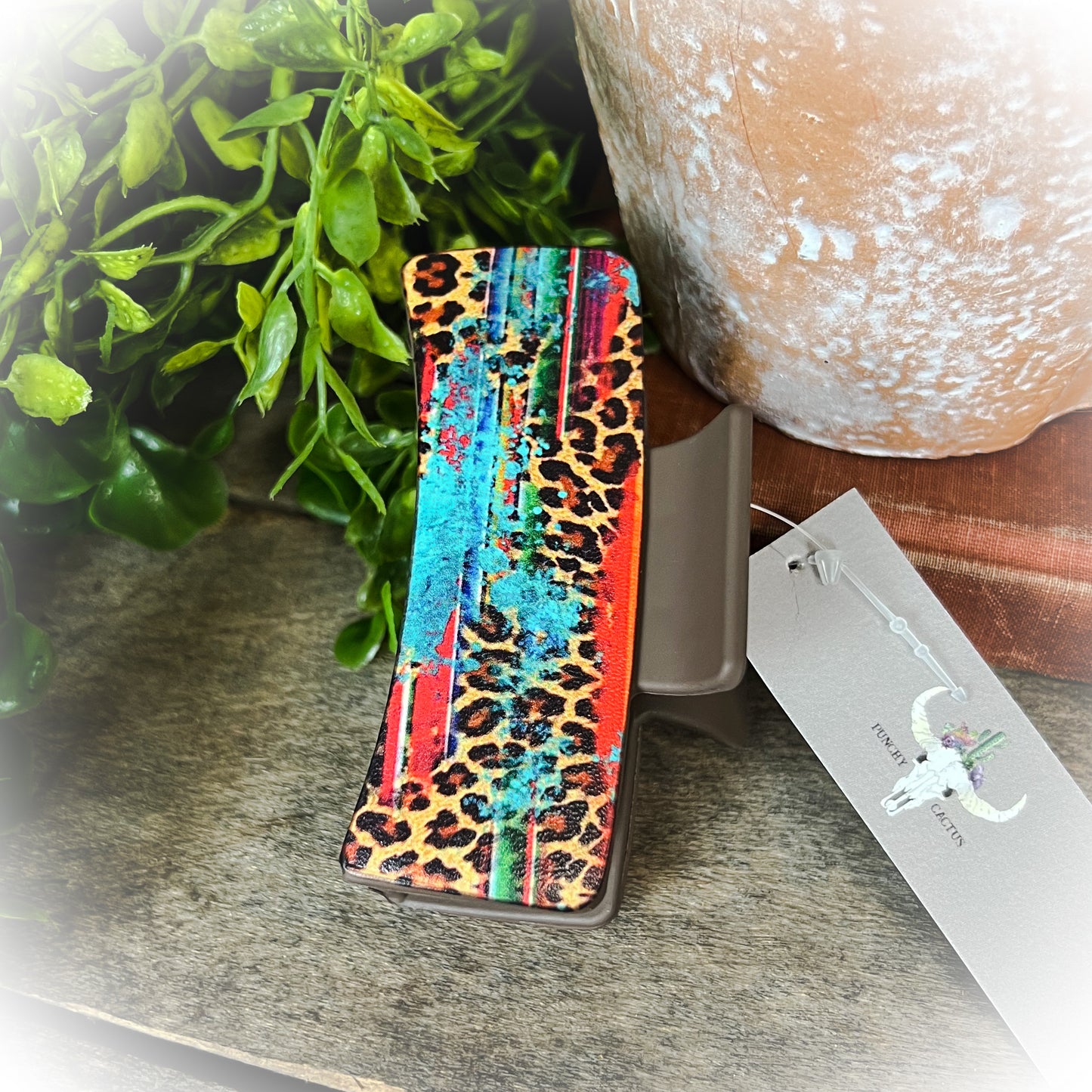 Leopard Serape Western Claw Clip