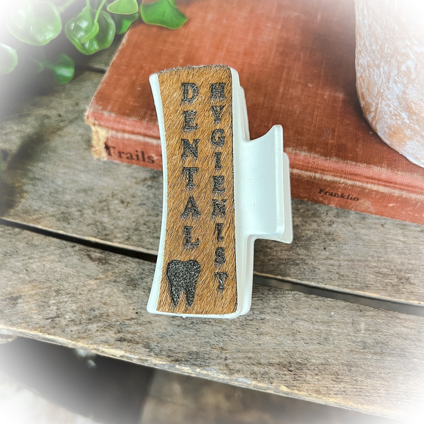 Dental Hygienist Western Cowhide Claw Clips