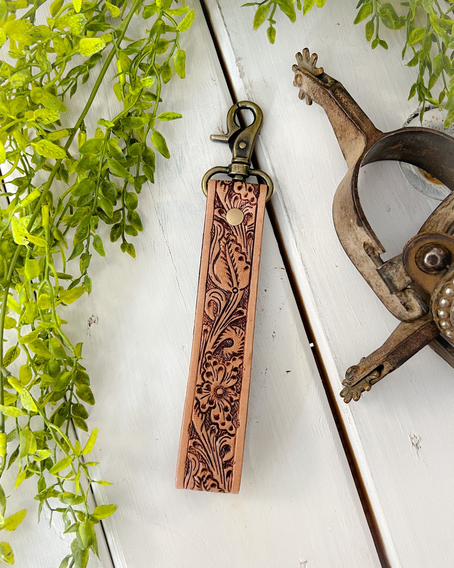 Tooled Leather Keychain