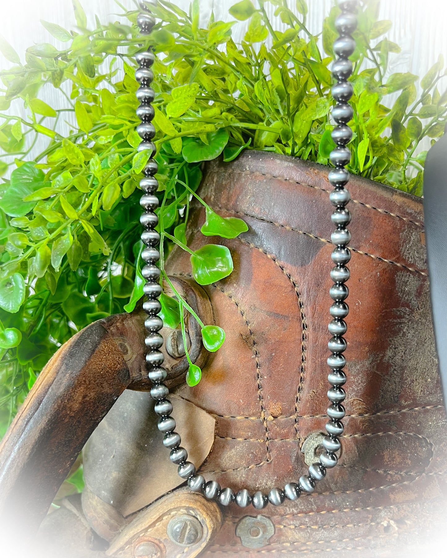 Navajo Style Pearl Necklace - 6mm - Mid-length