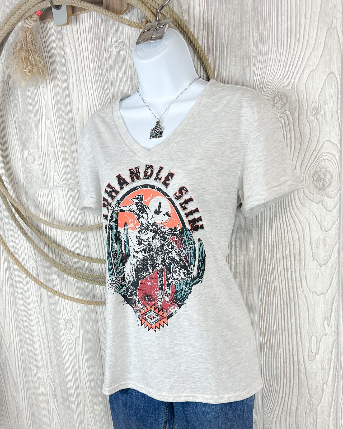 Call Me Cowboy V-Neck Graphic Tee