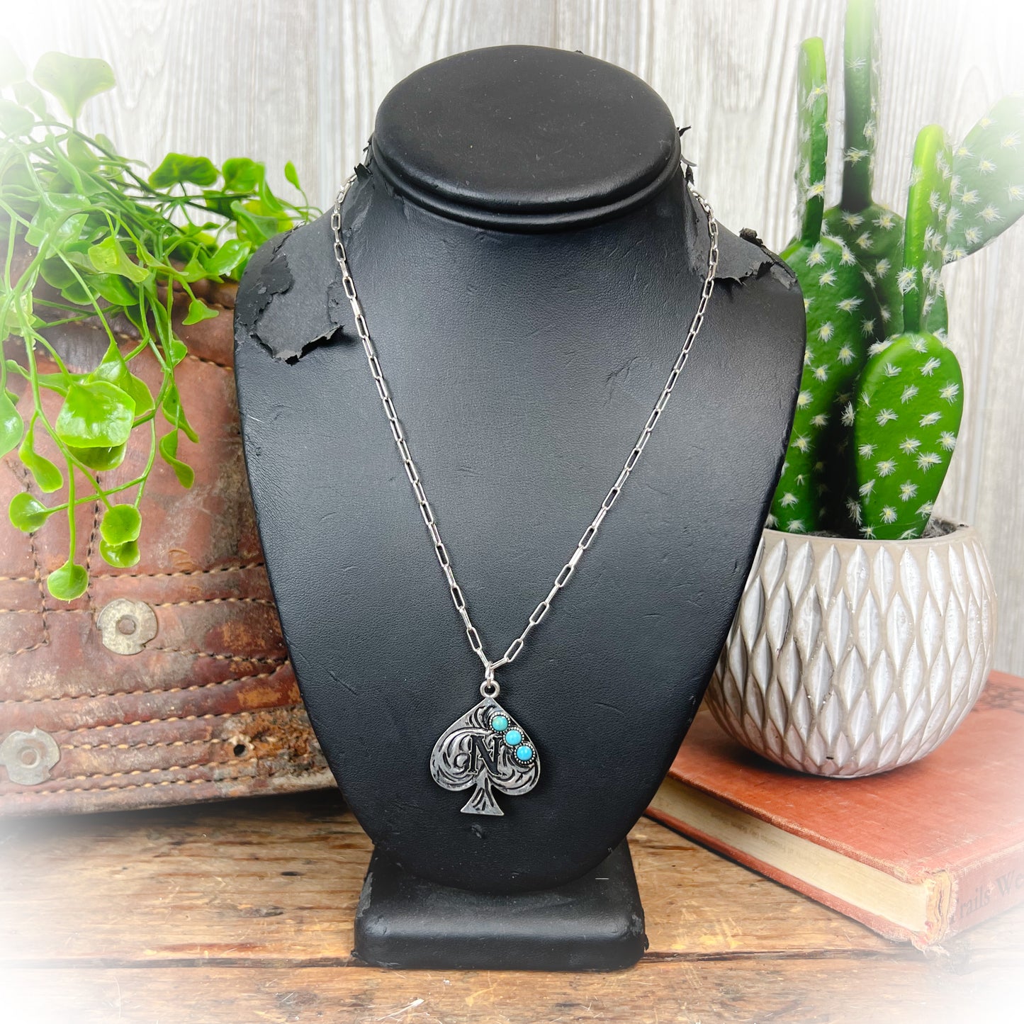 Western Spade Initial Necklace