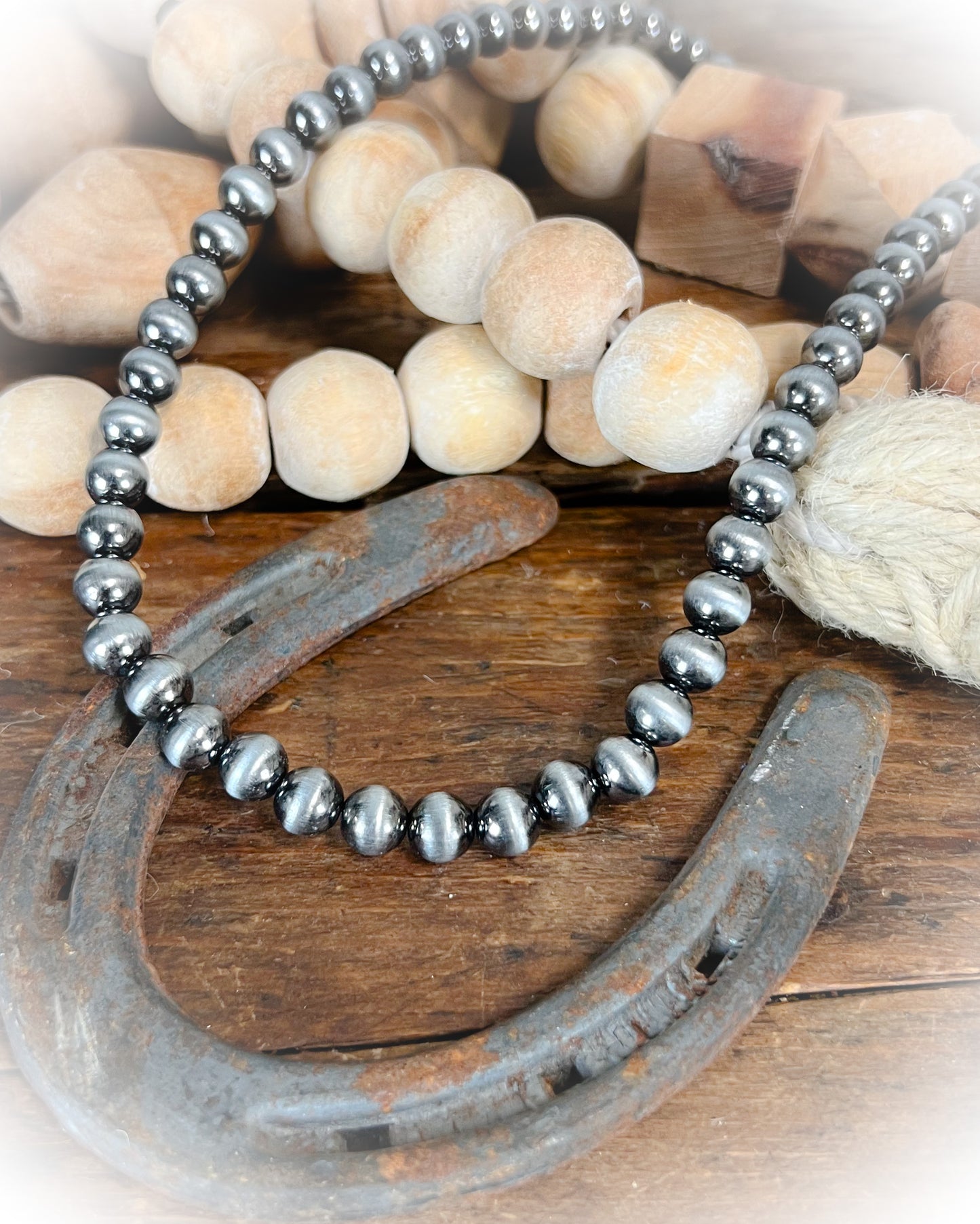 Navajo Style Pearl Necklace - 6mm - Mid-length