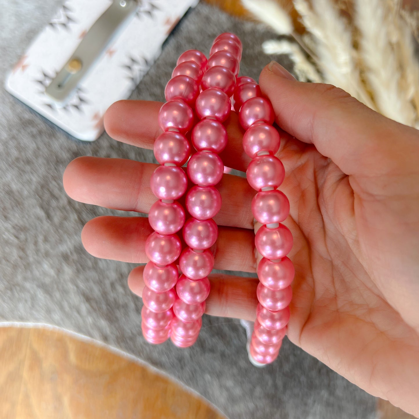 Pink Pearl Beaded Charging Cord