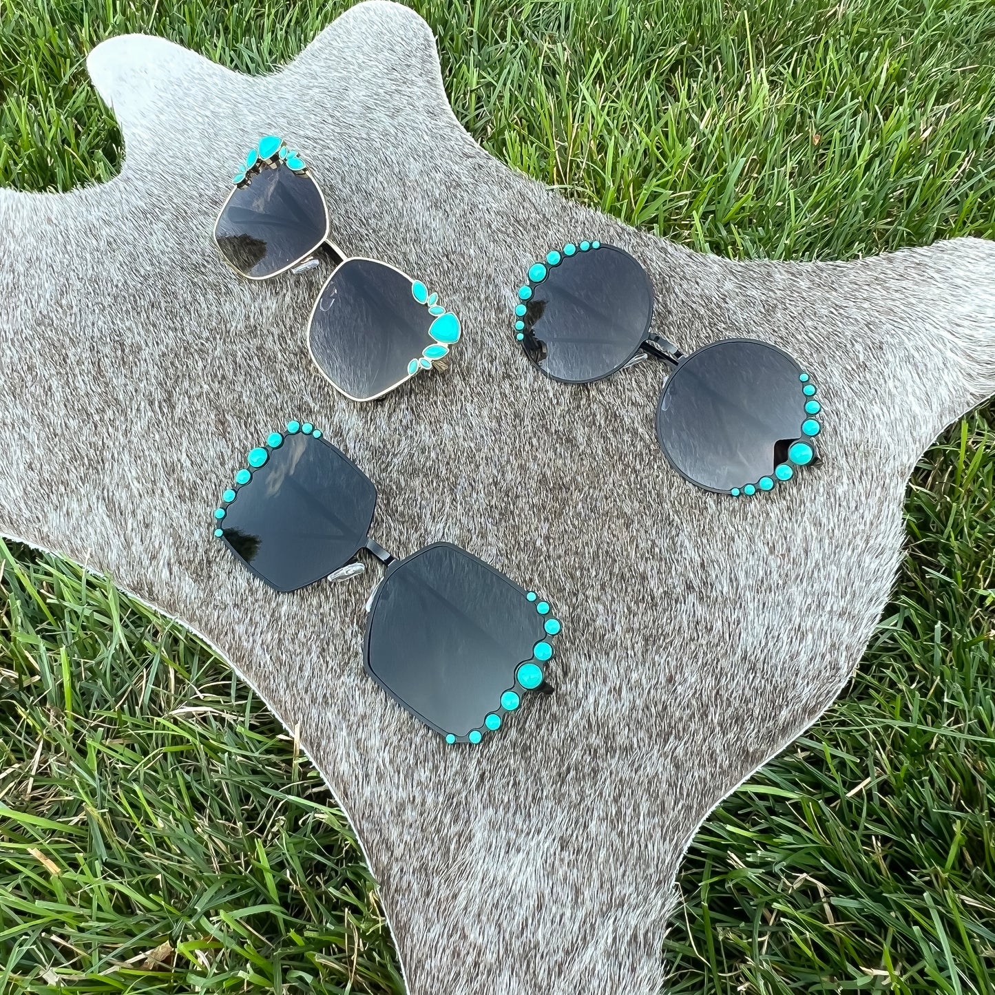 High Class Fancy Gold & Turquoise Stone Western Boho Sunglasses