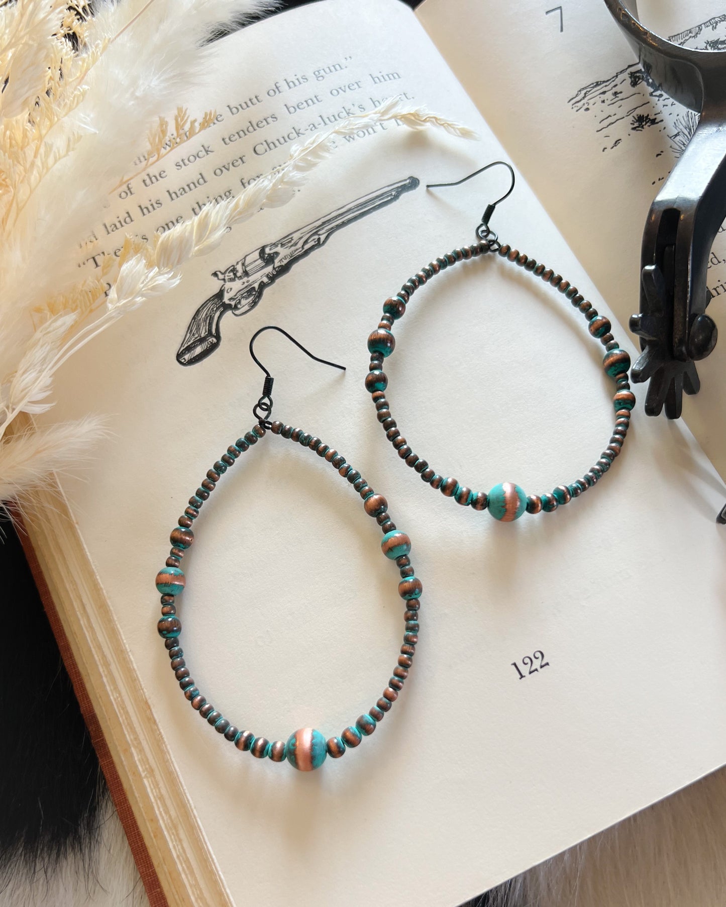 Simple Navajo Style Pearl Dangle Earings- Multiple Colors