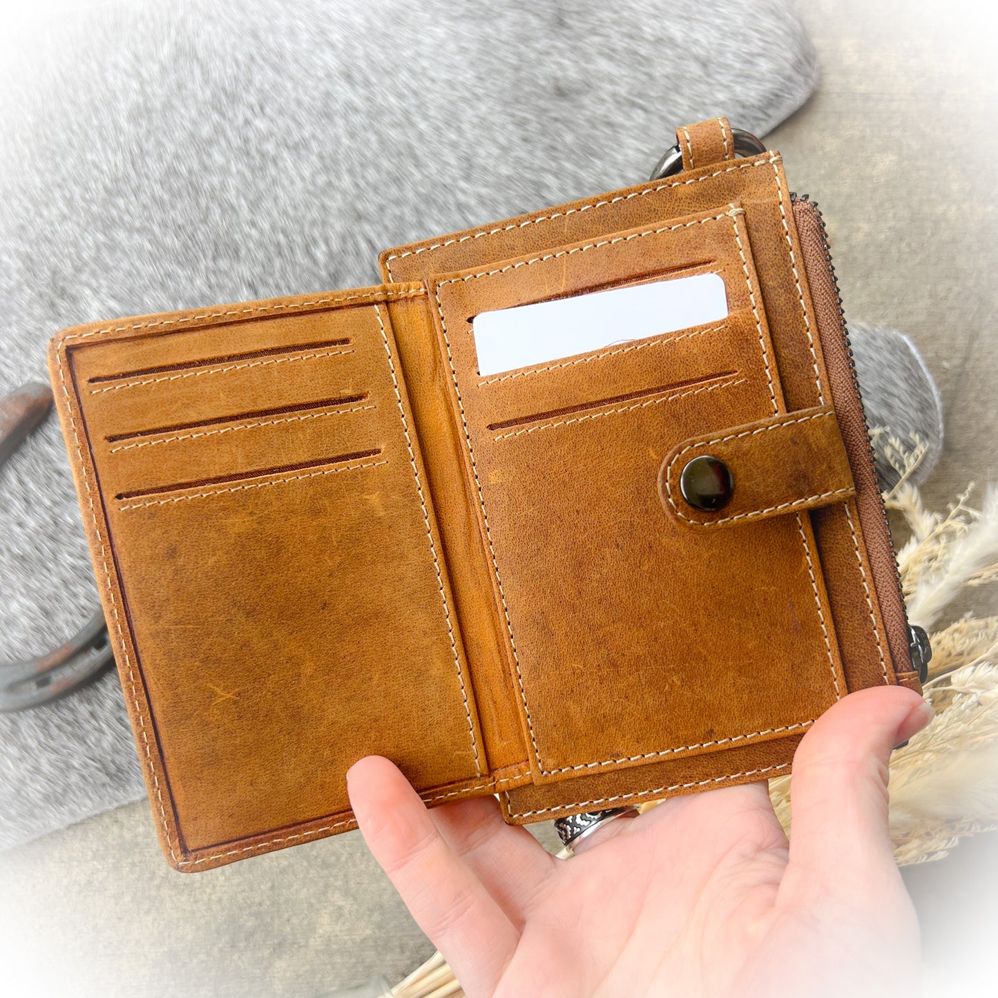 Wind Rider Cowhide Western Credit Card Holder