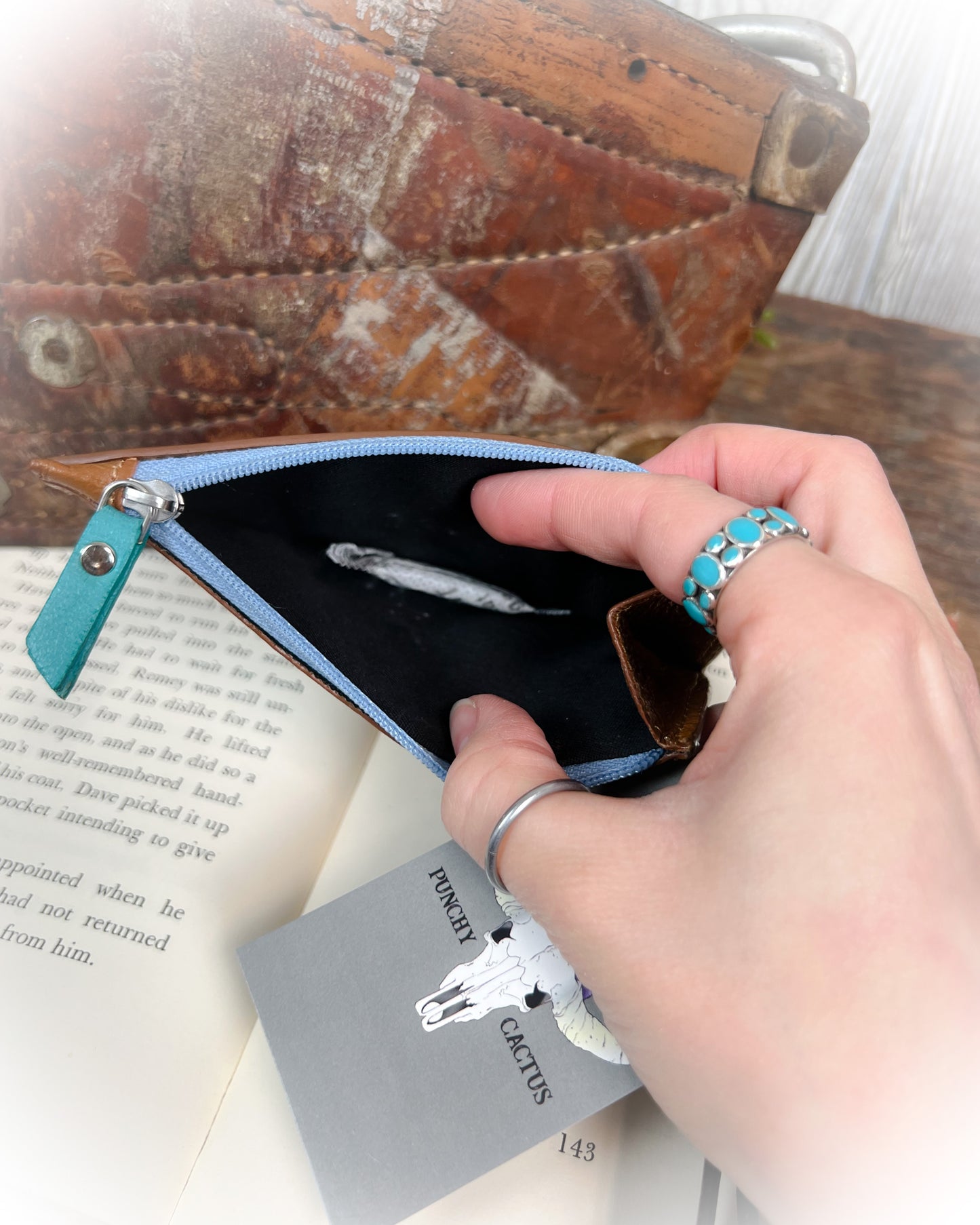 Longhorn Tooled Leather Card Holder