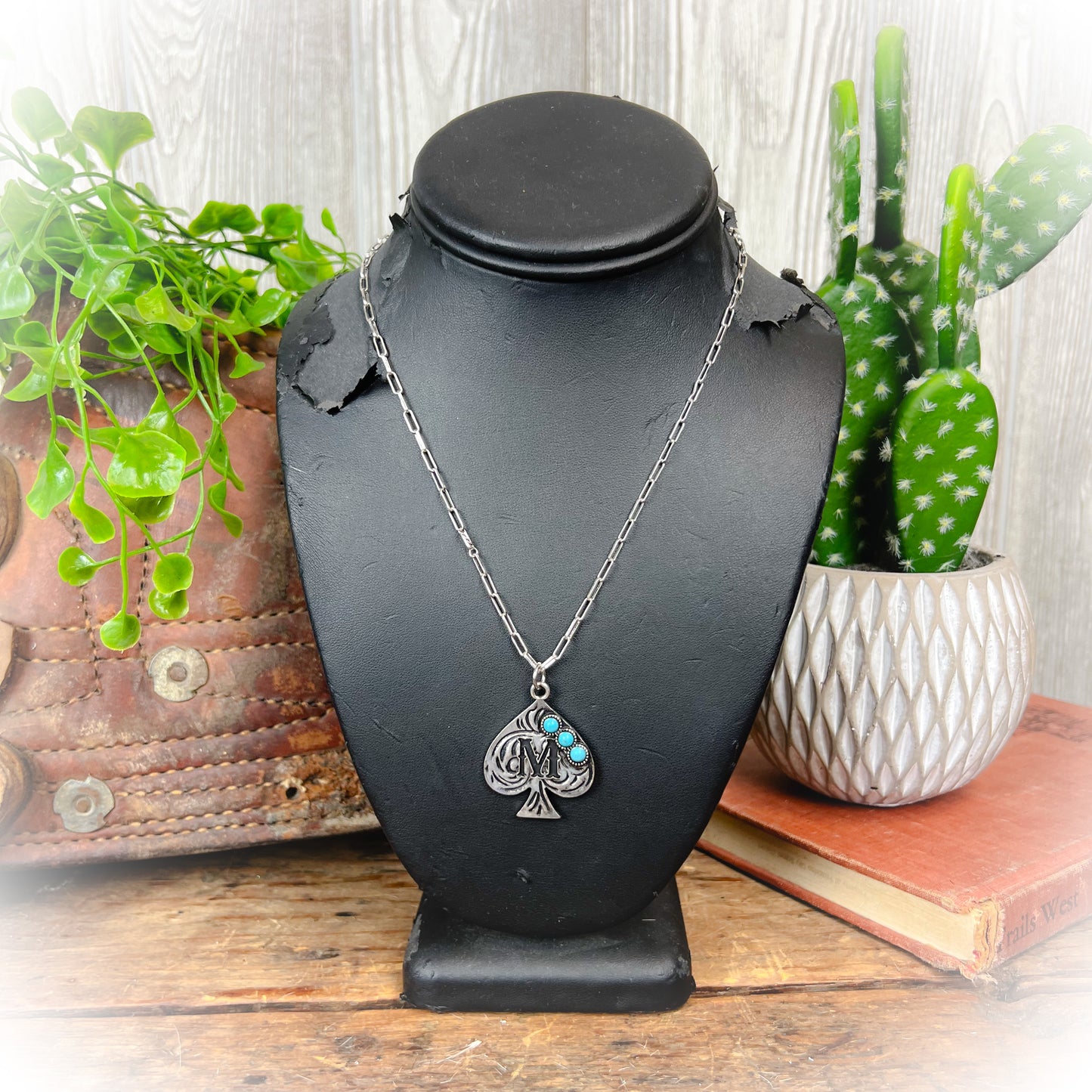 Western Spade Initial Necklace