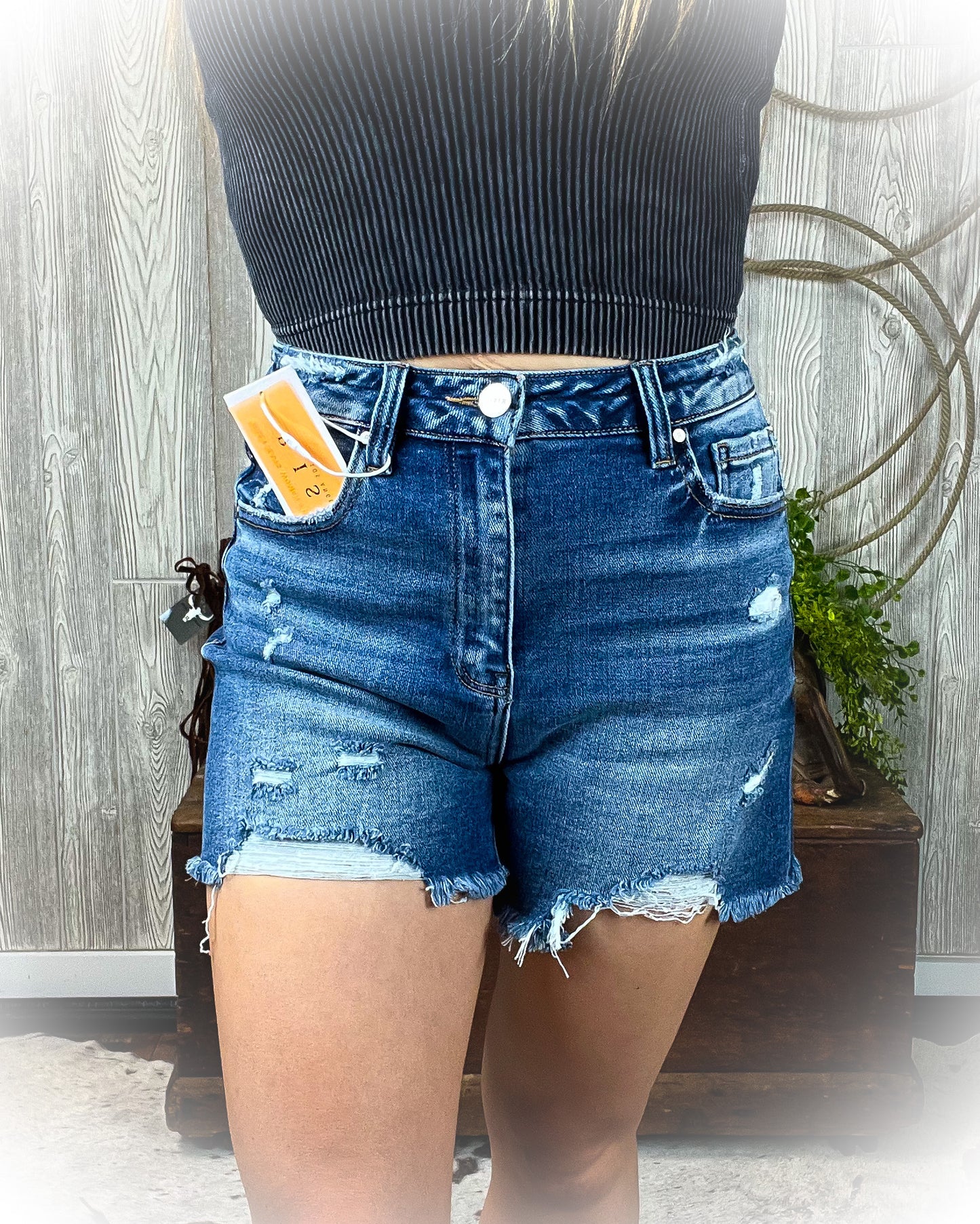 Luna - High Rise Risen Shorts - Dark