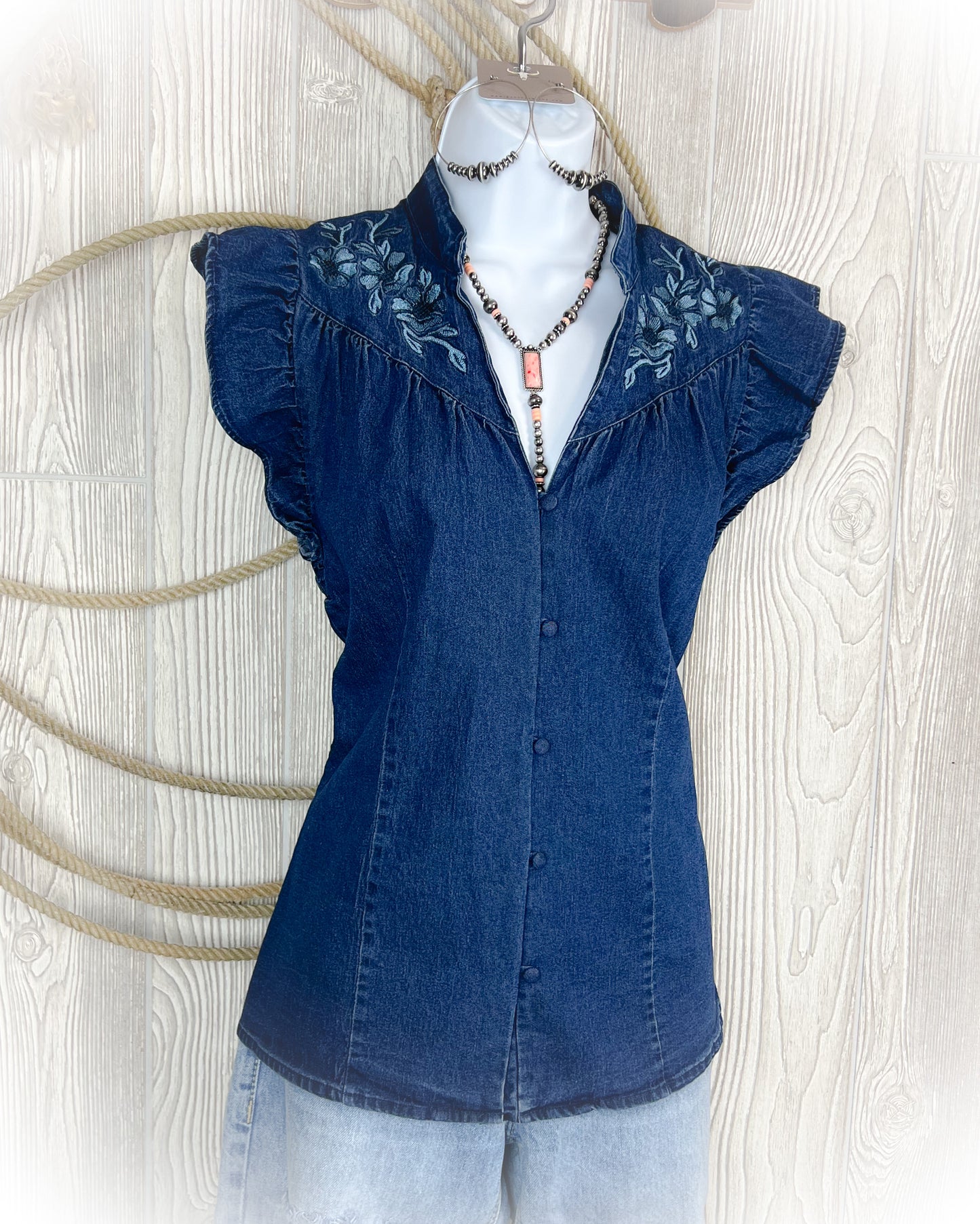 Modest Flutter Sleeve Western Top