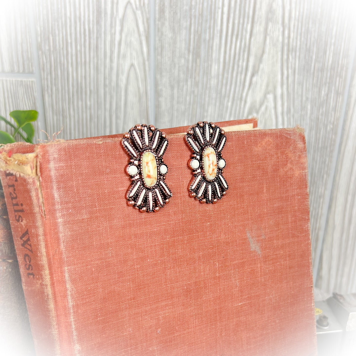 Bronze Star Burst Western Stud Earrings