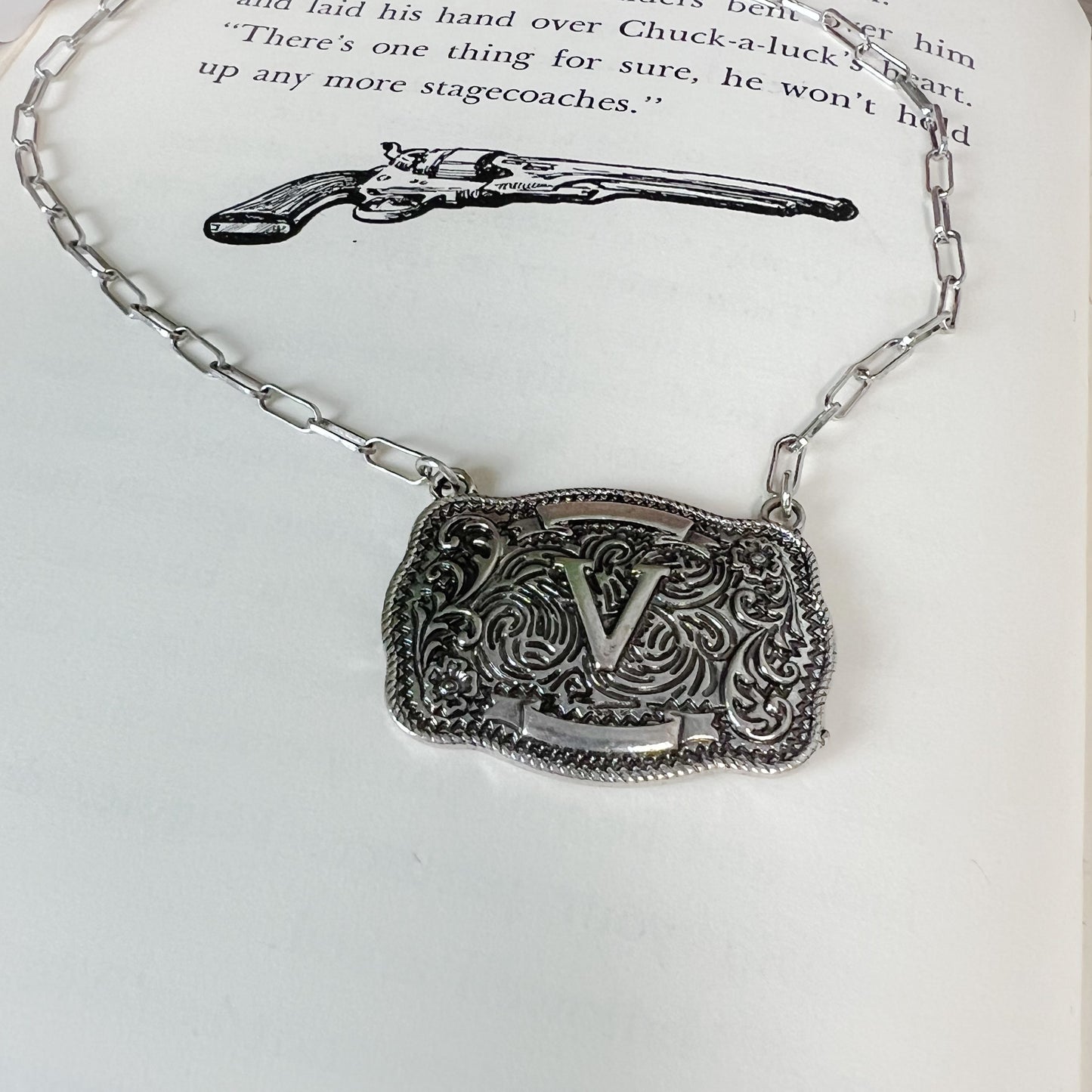 Western Buckle Initial Necklace