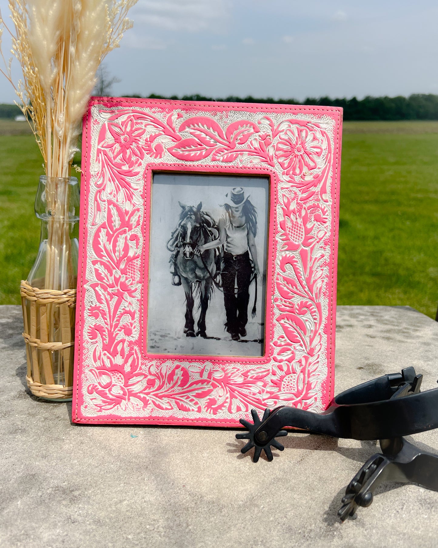 Cowgirl Candy Tooled Leather Picture Frame