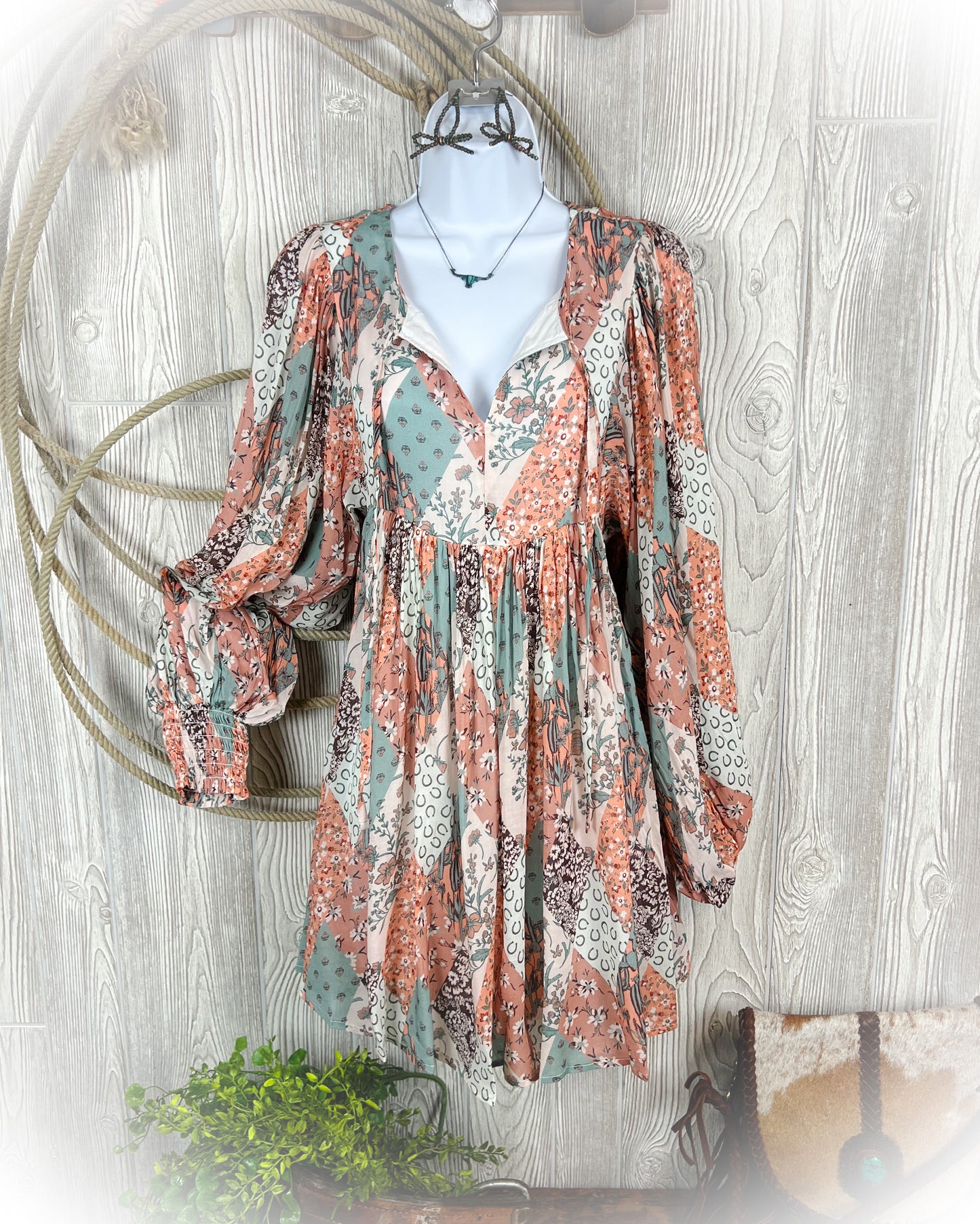 Patchwork Print Mini Dress